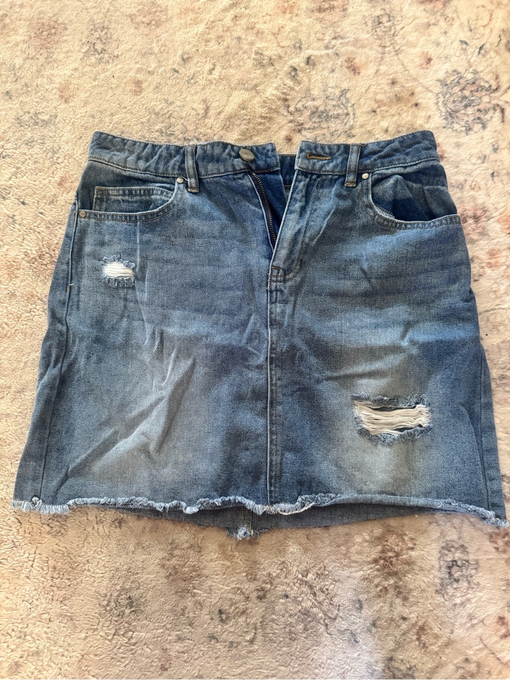 Harper Distressed Denim Mini Skirt - Blue